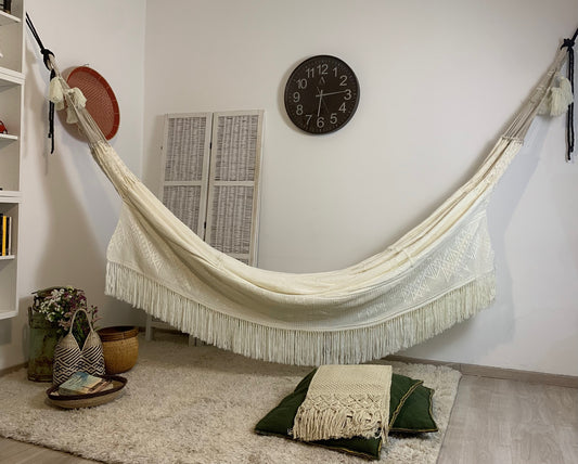 Hammock "Chinchorro" Wayuù White, handmade.