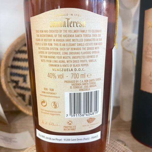 bottiglia rum santa teresa 1796 venezuela