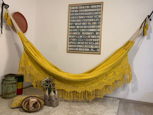 Hammock "Chinchorro" Wayuù Deluxe, Yellow, handmade, DOP